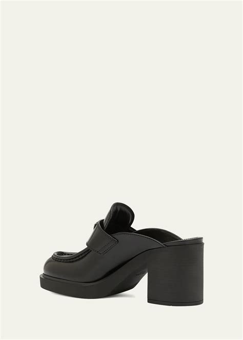 prada heeled loafers|Prada mule loafer.